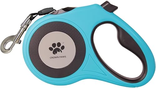 Correa retráctil de 16 pies para perros extra grandes de hasta 130 libras, cinta de nailon sin enredos, azul Dan24 XL