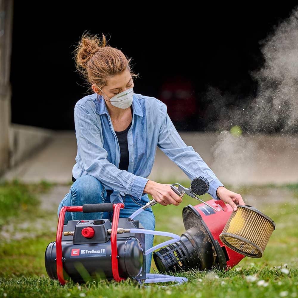 Einhell Kompresor akumulatorowy TE-AC 36/150 Li OF-Solo Power X-Change (36 V, 8 bar max., zbiornik 6 l, pojemność pompowania 150 l/min, manometr, bez smarowania, bez akumulatora)
