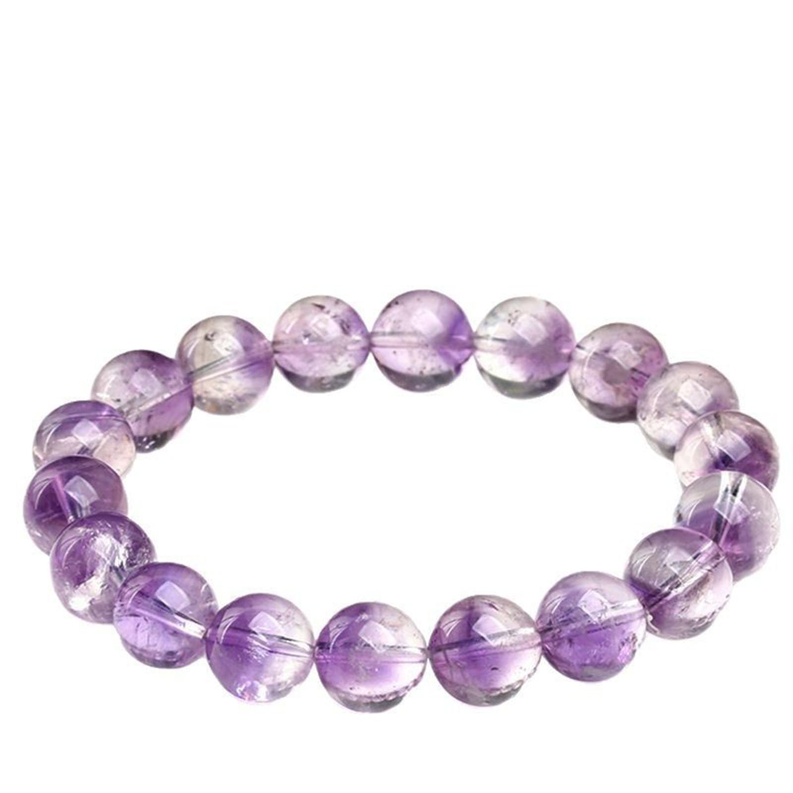 Natürliche Amethyst-Stein-Armbandperlen, Kristallperlen-Armbänder für Frauen, handgefertigtes Edelstein-Heil-Stretch-Armband für Männer, lila Schmuckgeschenke,14mm