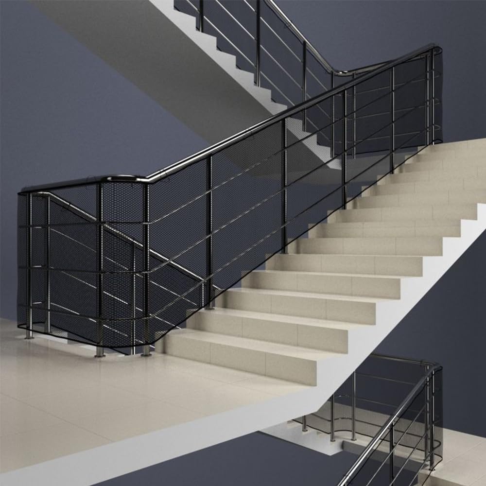 Sarini Stair Protection Net Balcony And Stair Safety Net Railing Stair Net Pet Cat Dog Adjustable Sturdy Stair Railing Fence Net Anti-Fall Safety Net (Black 3m X 79cm) - Image 4