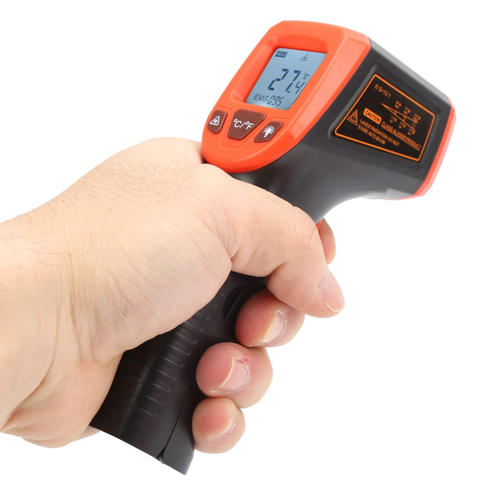 Pistolet do Termometru na podczerwień -50 ℃ do 600 ℃ Wyświetlacz LCD Bezdotykowy Pistolet do Pomiaru Temperatury do Kuchni Przemysł Kulinarny Samochody (Czerwony)