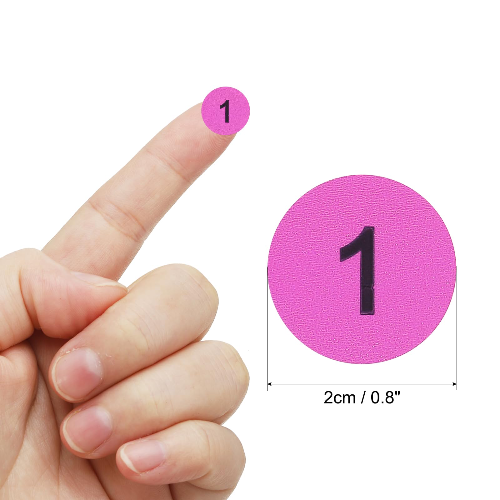 PATIKIL Pink Round Number Sticker, 0.8" (2cm), 5 Pcs Waterproof Vinyl Decal for Inventory Storage, Organization - Image 2