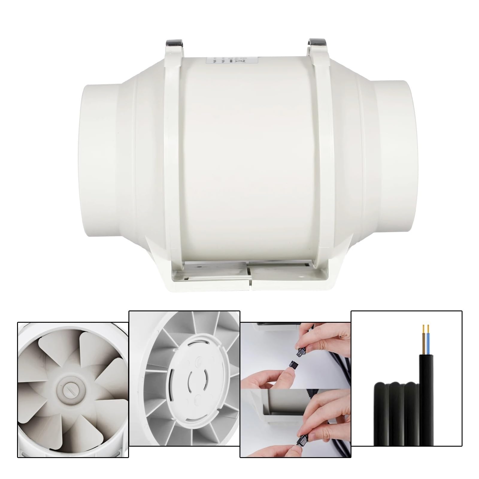 Ventilatore Ventilatore For Condotto In Linea Con Estrattore Timer Da 5 Pollici Con Ventilazione Di Scarico 'aria Con Controller Smart Switch