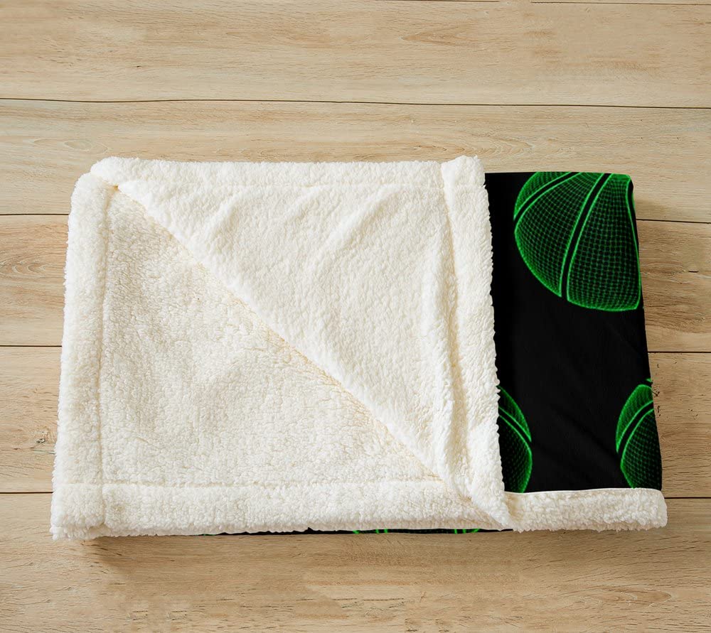 Coperta Sherpa per pallacanestro per giochi sportivi in pile per bambini decorazione giochi con palline verde neon coperta in peluche regalo per gli amanti del basket calda coperta sfocata regina 200