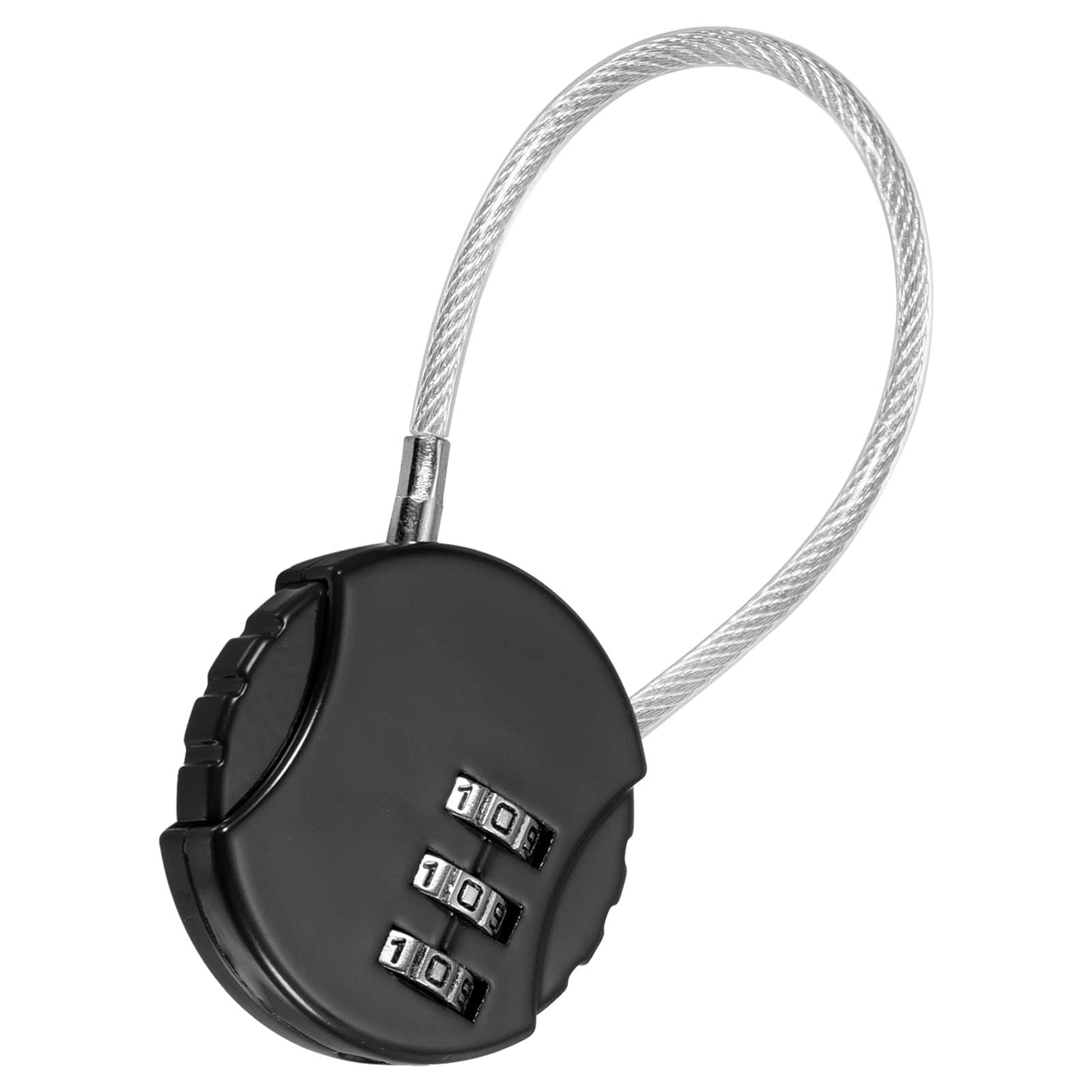 TA-VIGOR 1Pcs Combination Lock 5 Inch, 3 Digit Outdoor Waterproof Resettable Padlock with Wire Rope, 135mm Safety Cable Lock for Luggage, Gym Locker, Fence, Toolbox, Backpack, Black — image 1