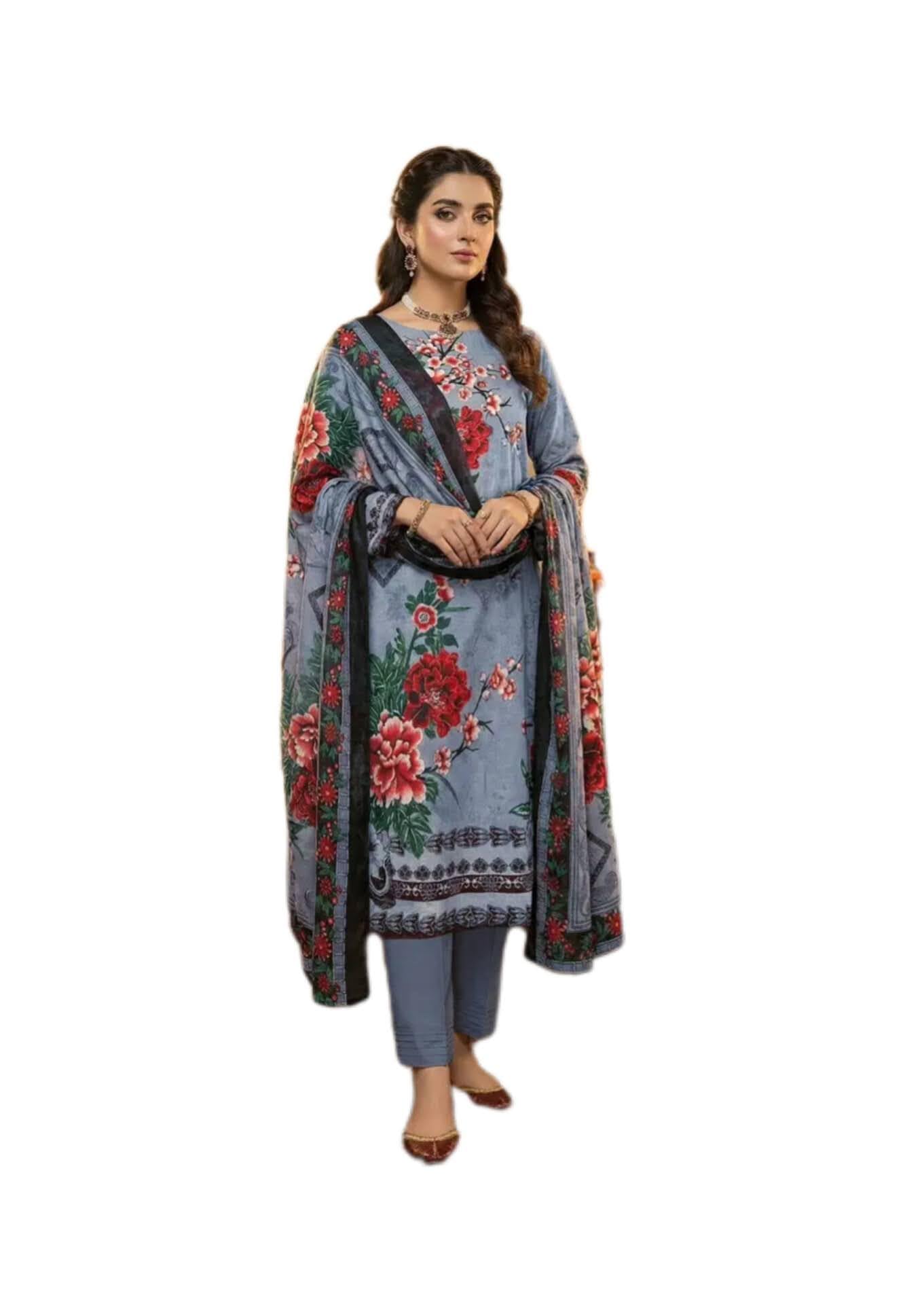 Present Pakistani unstitched Printed dress Material for women with cotton malmal dupatta-image-41