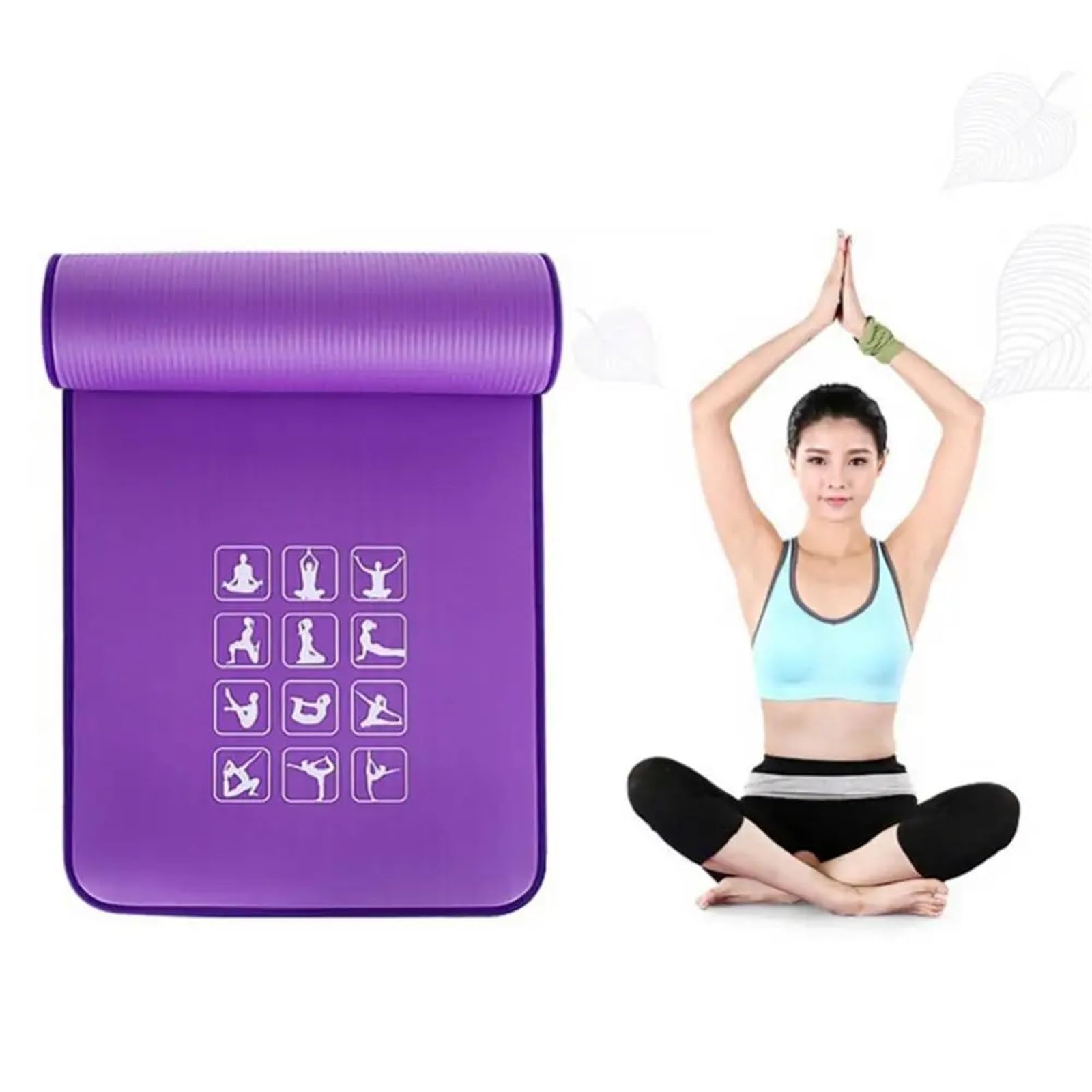 Esterilla de yoga gruesa para hacer ejercicio, antideslizante, gruesa, para gimnasio, deportes, pilates, pilates, estiramiento, gimnasia, gimnasio y campamentos