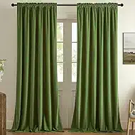 Joydeco Green Velvet Curtains 84 inch 2 Panel, Room Darkening Super Soft Velvet Drapes for Bedroom Living Room Thermal Insulated Window Drapes, Luxury Blackout Rod Pocket Curtains,W52 x L84 inch