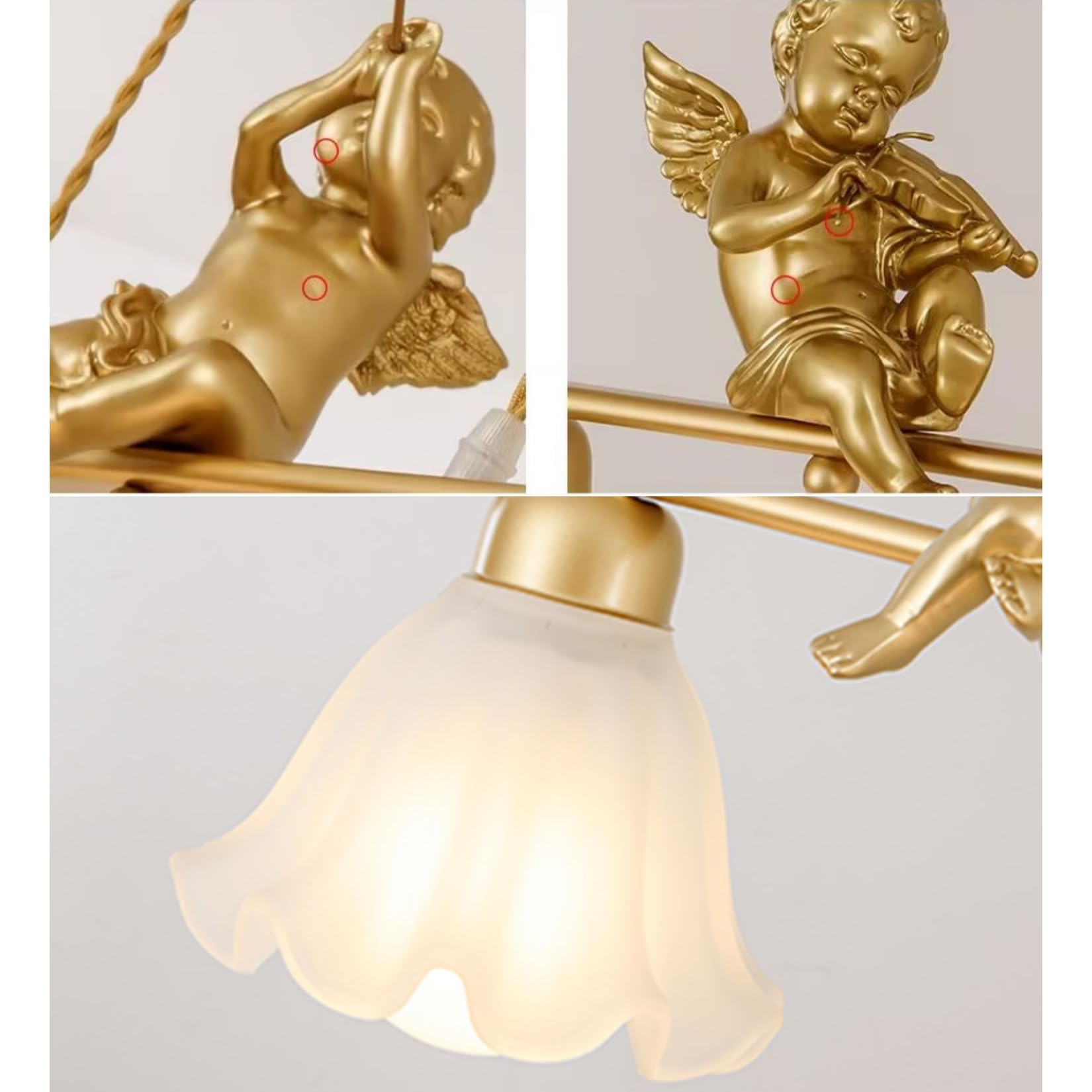 Lampada a Sospensione lineare a 3 luci per Isola Cucina, Angelo Dorato, Stile Moderno di metà secolo, Vetro opalino, Lampada Industriale a Sospensione, lampadario a Fiori per tavol