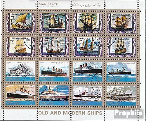  Prophila Collection Ajman 2877-2892 Minifoglio (Completa Edizione) 1973 Navi (Francobolli per i Collezionisti) Marinaro