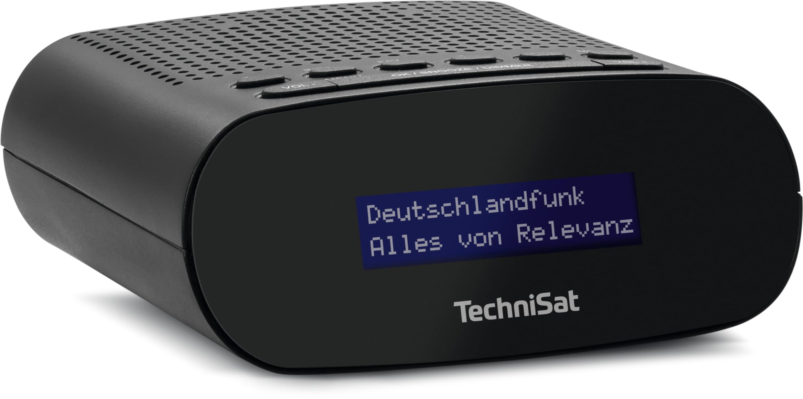 TechniSat TECHNIRADIO 50 - Radiosveglia compatta (DAB+, FM, con grande display LCD, doppia allarme, jack per cuffie, 1 Watt, alimentatore USB), nero