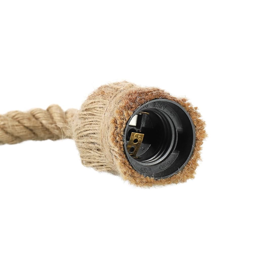 Lampada A Sospensione In Corda Di Canapa - Doppia Testa Vintage Per Bar E Casa