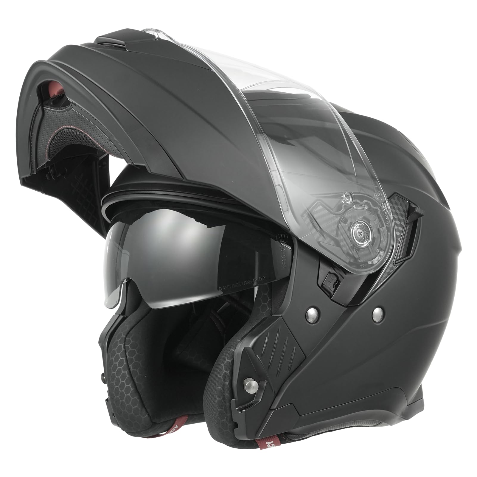MY Motorrad Klapphelm Integralhelm 935 ,ECE 22.06 Zertifiziert Modular Helm mit Doppelvisier für Damen Herren (Mattschwarz, XS)