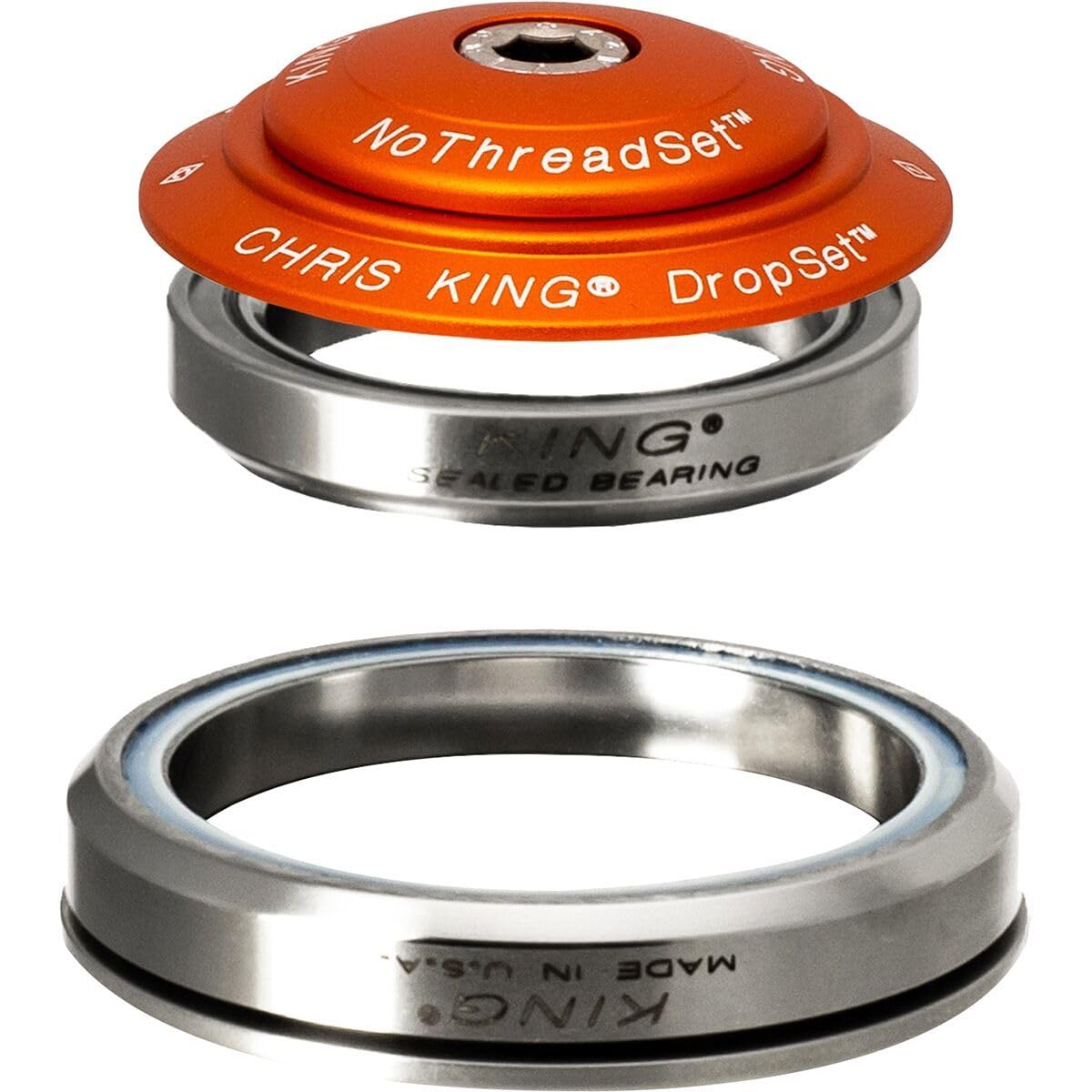 Chris King DropSet 5 Steuersatz Tapered GripLock IS42/28.6 | IS52/40 45x45° orange