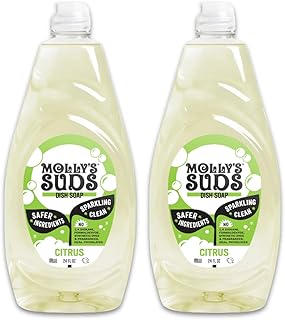 Molly's Suds Liquid Dish Soap | Clean, Simple Ingredients | Extra Scrubbing Power | Citrus Scent, 24 oz - 2 Pack