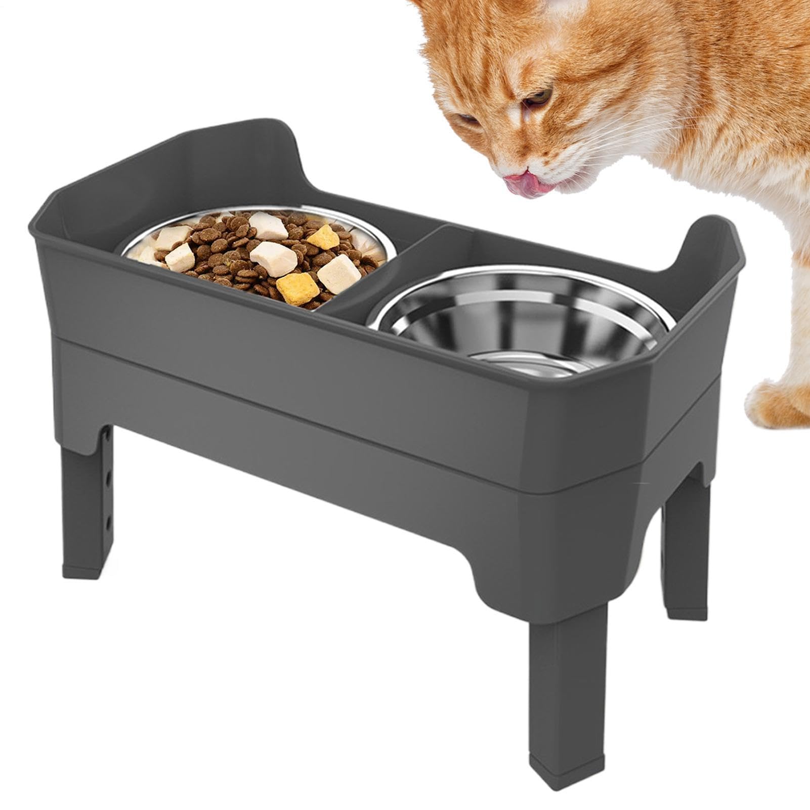 Comederos Elevados Para Gatos Estación De Alimentación De Acero Inoxidable | Comederos Con Soporte Para Comer Beber Entrenar Cocina Viajes Acampada Jardín Patio Apartamento y Exterior
