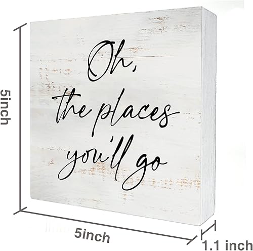 Miniatura 2 de Oh the Places You'll Go - Cartel de madera para decoración del hogar, decoración rústica para guardería, caja de madera, placa de bloque para pared,