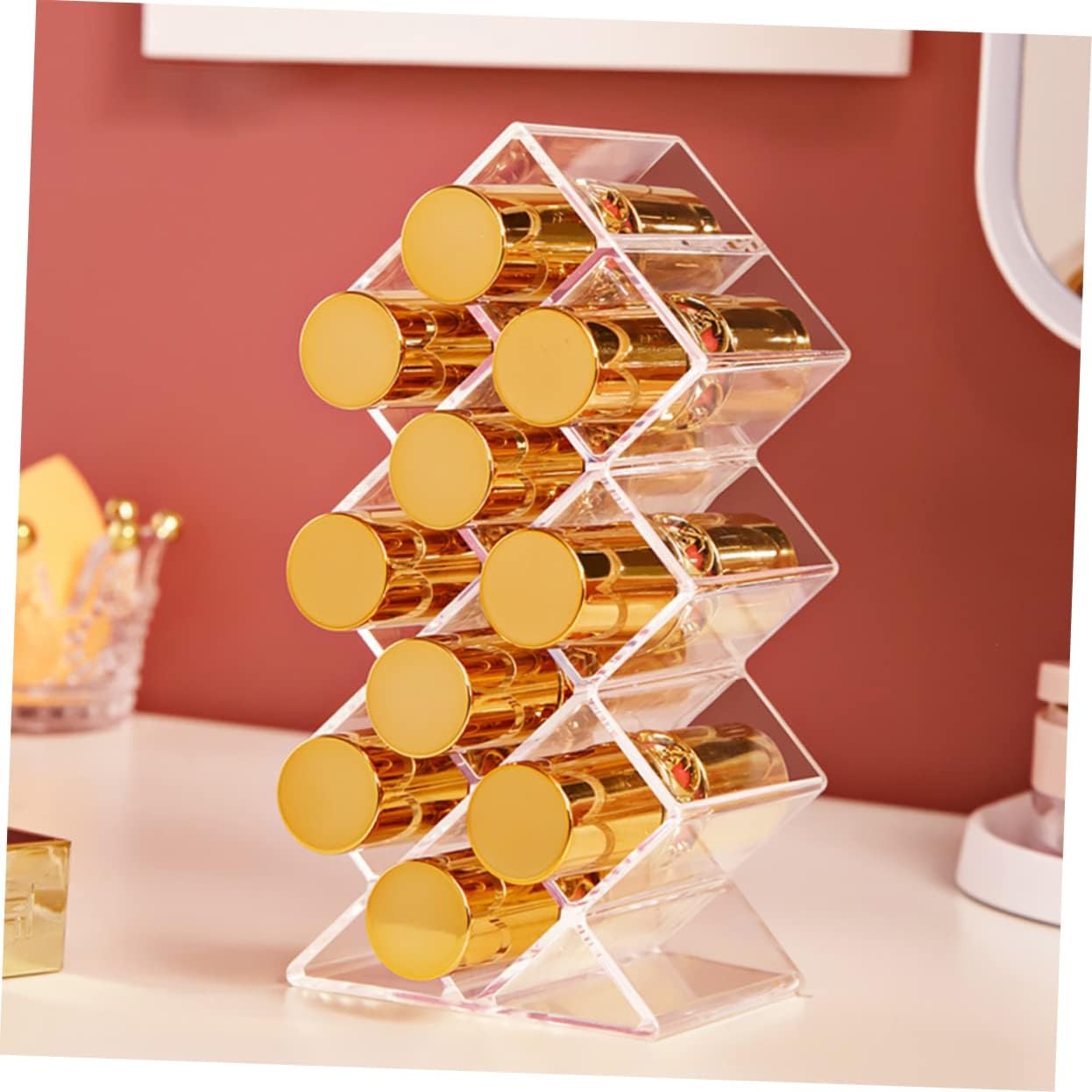 Lipstick Display Rack 3pcs Lipstick Tower Organizer Makeup Tray Lip Gloss Organizer Holder image 2