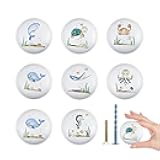 Lasyman 8Pack1.5 Blue Ocean Animals Theme Ceramics Handle Knobs Octopus Kids Nursery Cabinet Wardrobe Furniture Dresser Drawer Knobs Pulls