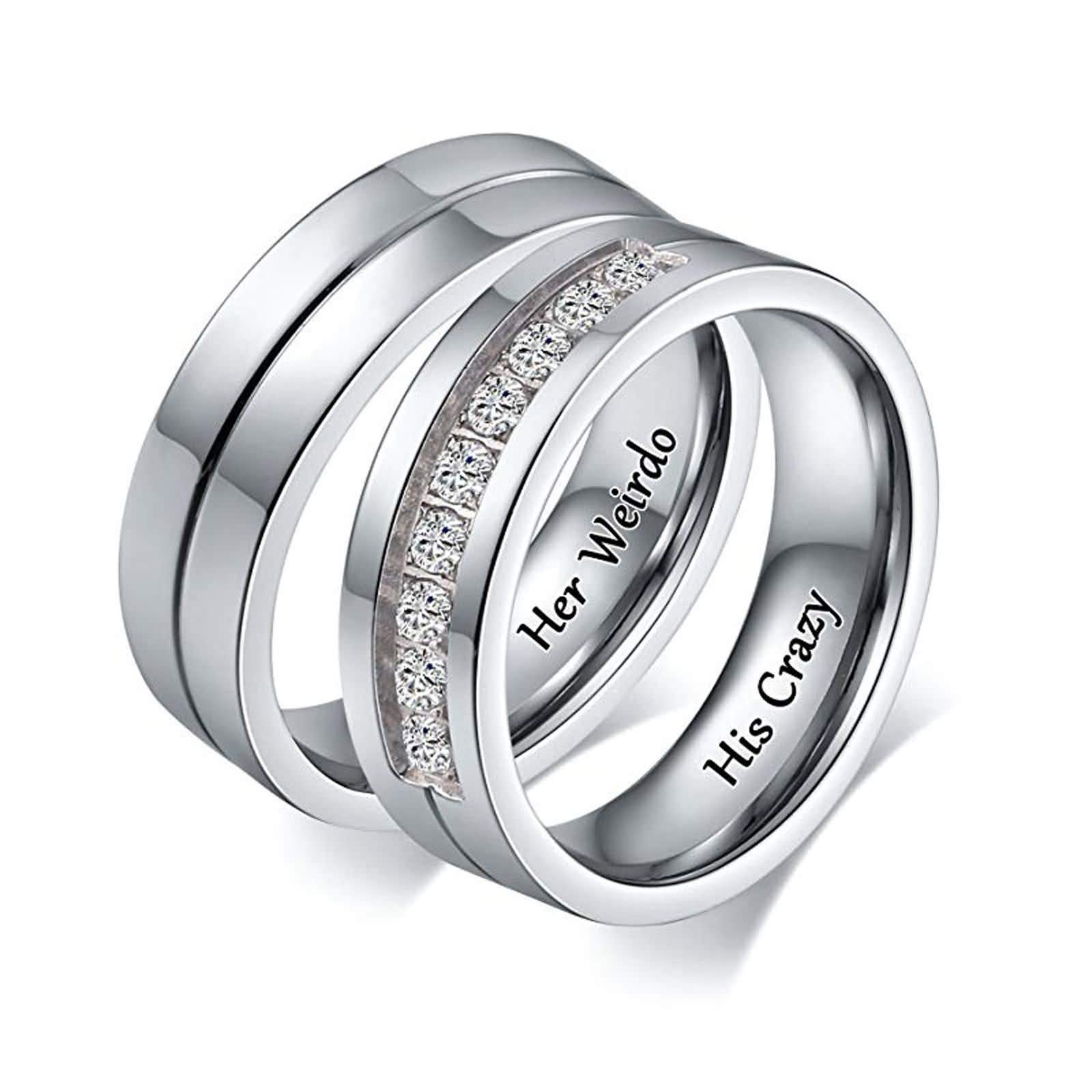 Alliance couple acier inoxydable anti-ternissement avec pierre zircone durable - 7