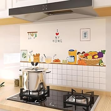 JAAMSO ROYALS I Love My Home Design Vinyl Oil Proof Rust Proof Kitchen Wallpaper (100 CM X 60 CM)