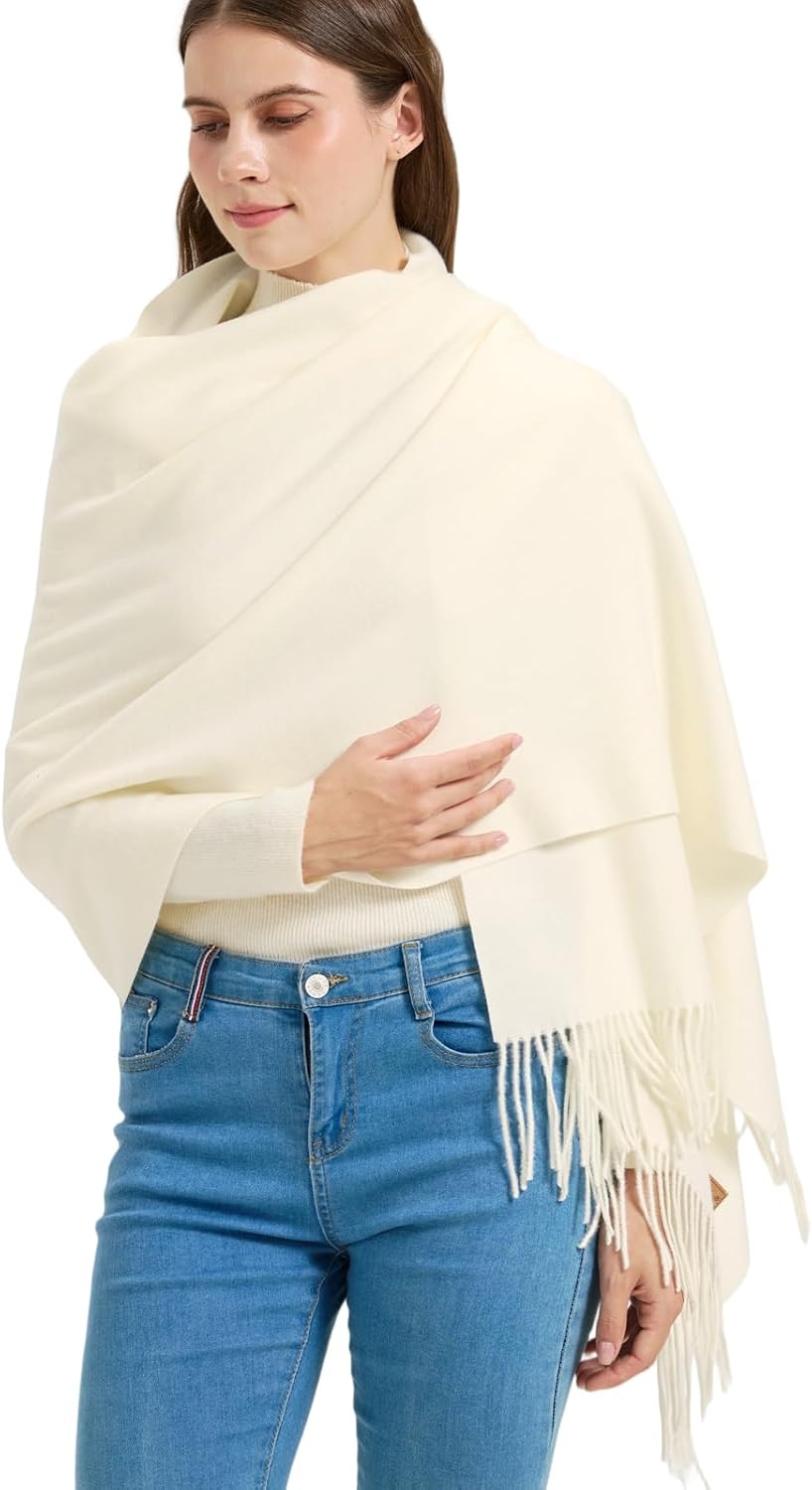 Winter Thick Wool Pashmina Scarf Shawl-Women's Soft Warm Pashmina Wraps for Evening Dresses Wedding Travel Shawl - Image 3