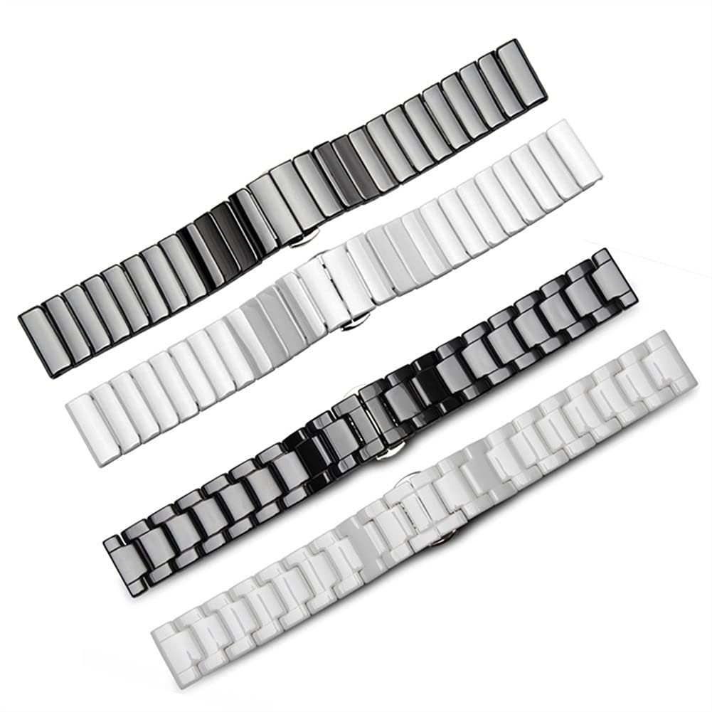Uhrenarmband Keramisches Uhrenband 14 15 16 17 18 19 20 21 22mm Schwarzweiße Uhrenband Für Männer Und Frauen Armband Ersatzband (Color : Black A, Größe : 22mm)