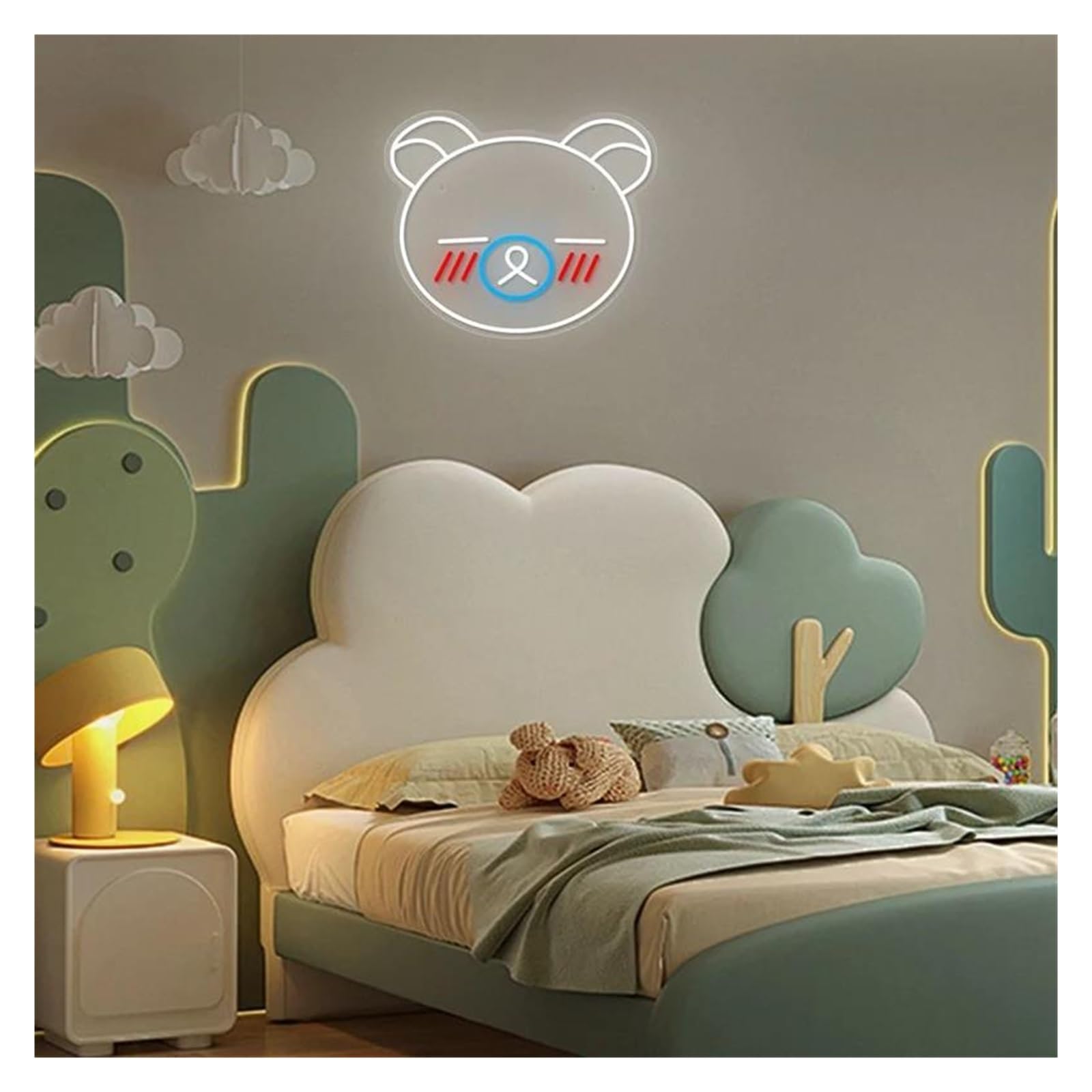 Luz de Diseño de Digital Lindo Oso Tímido Letrero Acrílico Con Luz De Neón LED USB Para El Hogar, Dormitorio De Niños, Decoración De Pared, Lámparas De Noche