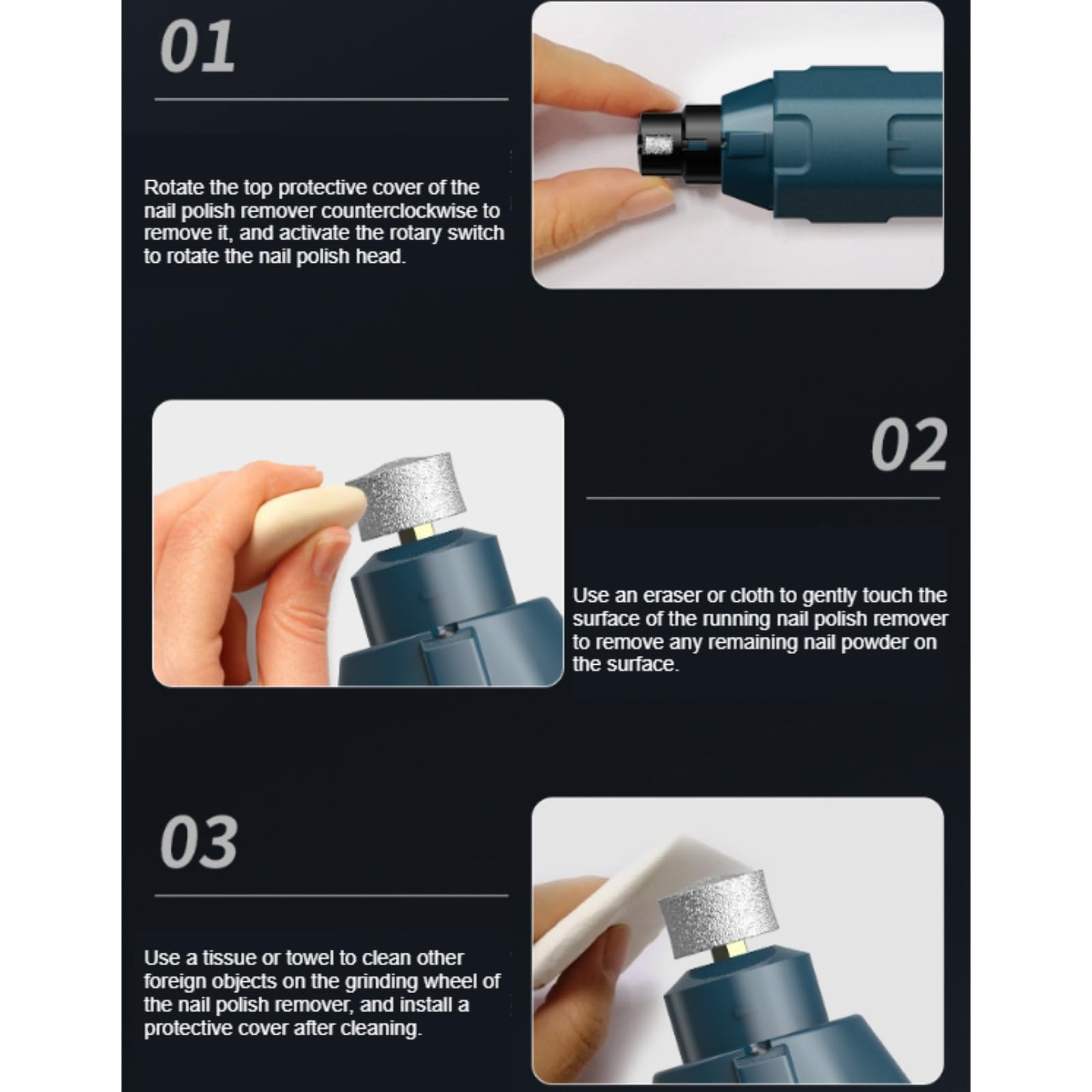 SWZEC Quiet Rechargeable Dog Nail Grinder - LED Lights & Breed-Specific Ports (Blue) - image 8