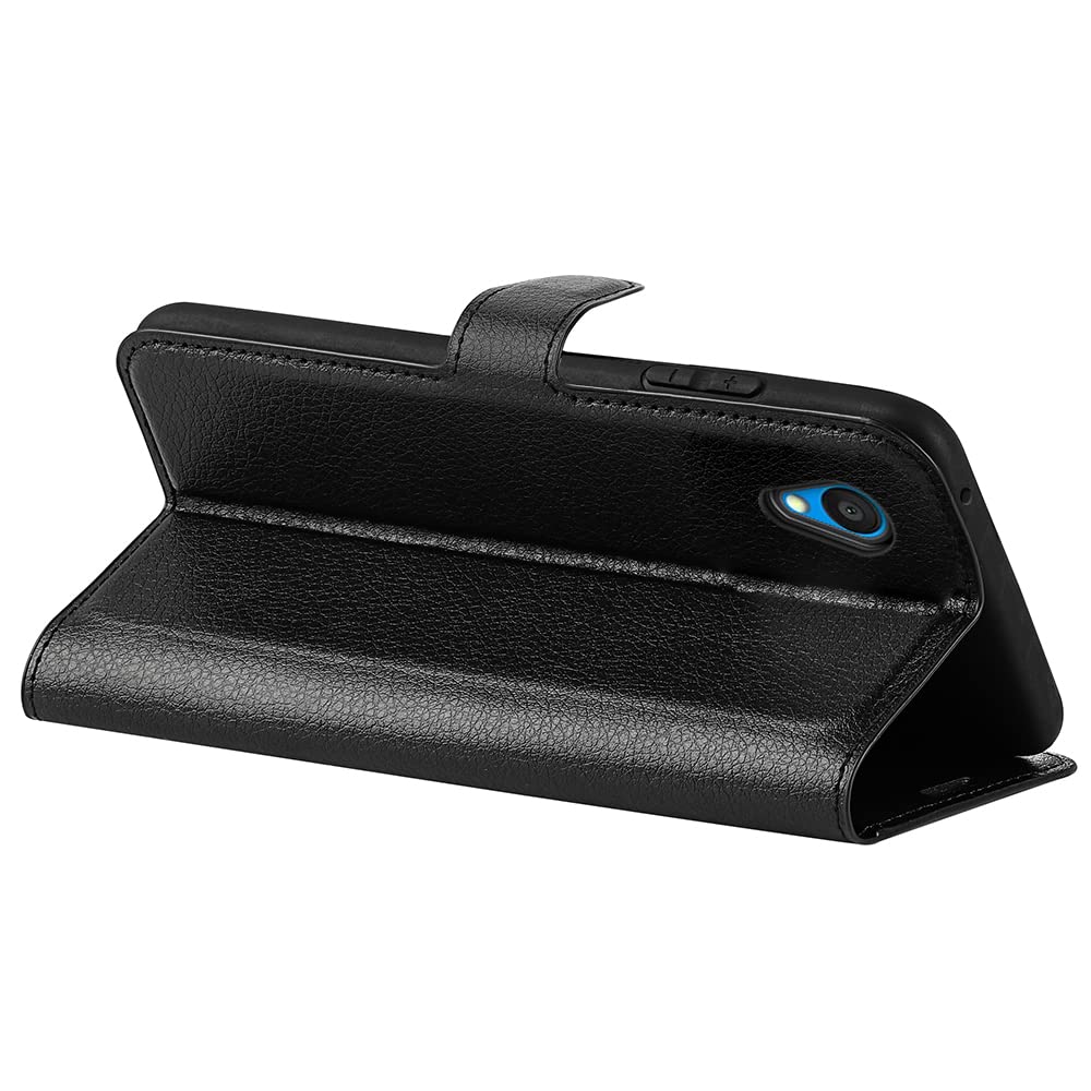 Fertuo Cover Alcatel 1S 2021, Custodia Portafoglio Cover a Libro in Pelle Flip Case con Silicone Bumper, Fibbia Magnetica, Porta Carte, Kickstand, per Alcatel 1S 2021, Nero