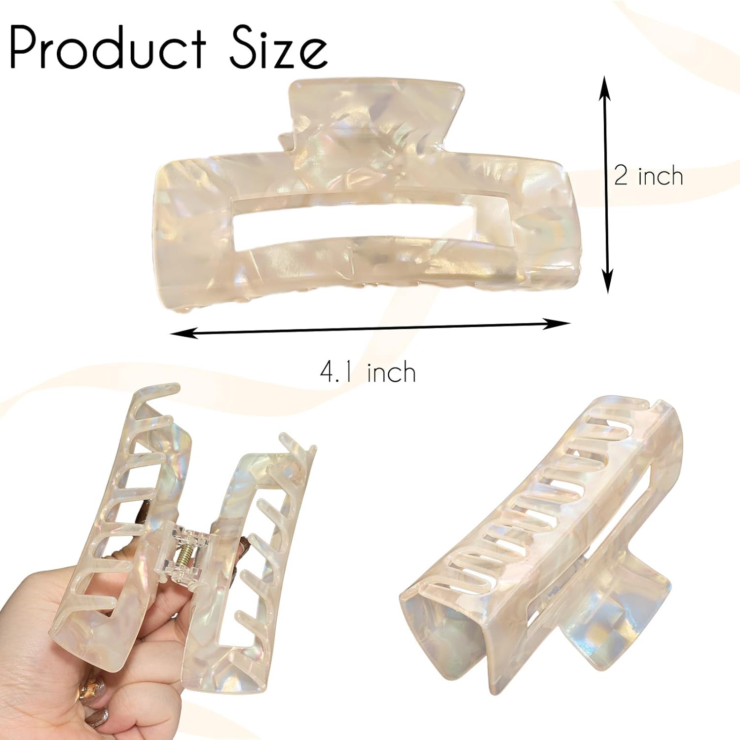 Large Claw Clips 4.1 IN Tortoise Acrylic Stylish Hair Accessories for Thick and Thin Hair 2pc Set Cute Clips for Women Teen Girls (Coral+light yellow) - Image 5