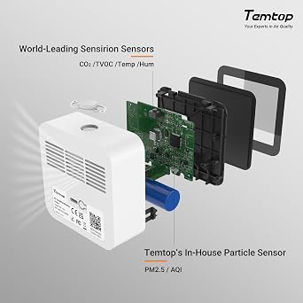 Temtop Advanced Air Quality Bundle: Monitor PM2.5, Formaldehyde, VOCs, Temperature, Humidity, and CO2 with Smart Connectivity