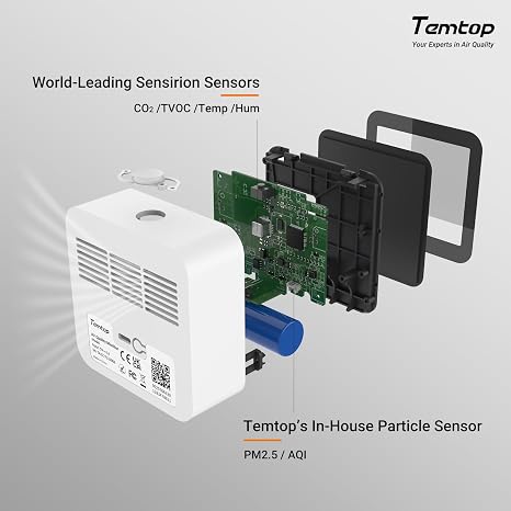 Temtop Advanced Air Quality Bundle: Monitor PM2.5, Formaldehyde, VOCs, Temperature, Humidity, and CO2 with Smart Connectivity