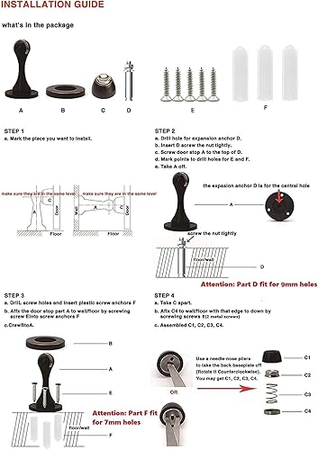 Miniatura 5 de Topes magnéticos para puerta, paquete de 4 topes magnéticos para puerta, tope de puerta de acero inoxidable blanco, captura suave, soporte magnético