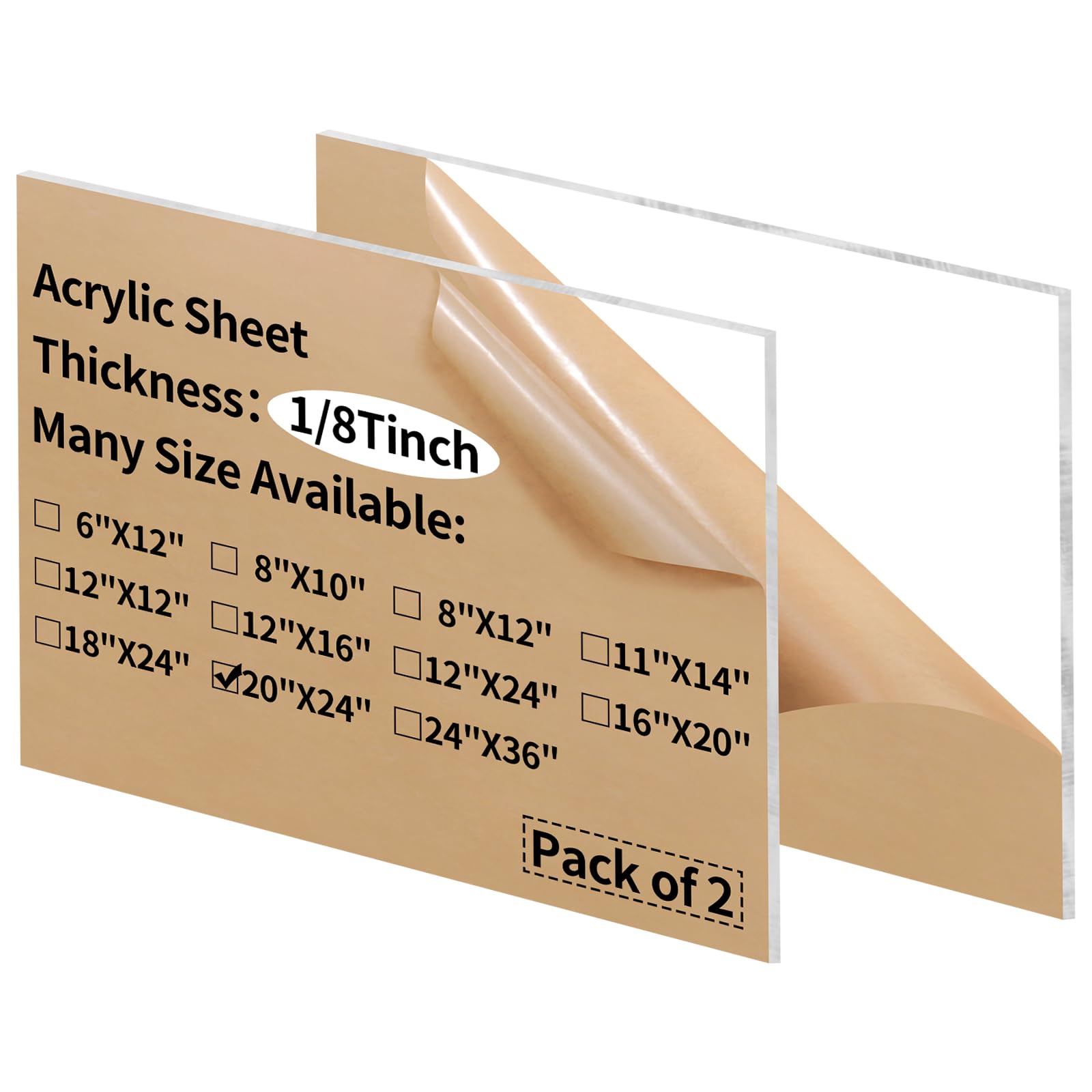 Clear Acrylic Sheets - 2 Pack 12x16 -10