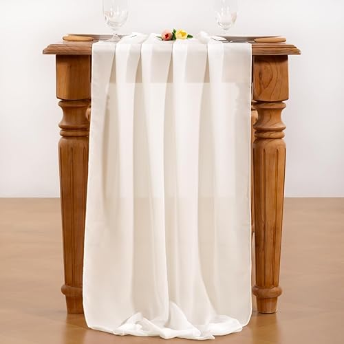 Miniatura 5 de Mixsuperstore - Camino de mesa de gasa, 29 x 120 pulgadas, romántico camino de boda, decoración para fiesta de novia