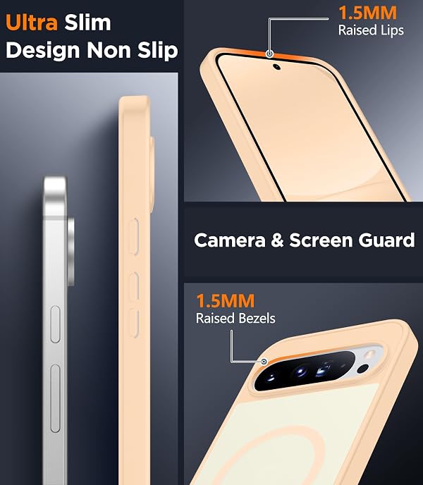 SPIDERCASE Magnetic for Google Pixel 10/Pixel 10 Pro Case, Military Grade Drop Protection Slim Translucent Matte Shockproof Anti-Fingerprint Phone Case for Pixel 10/10 Pro, Sand Pink by SPIDERCASE - Image 4