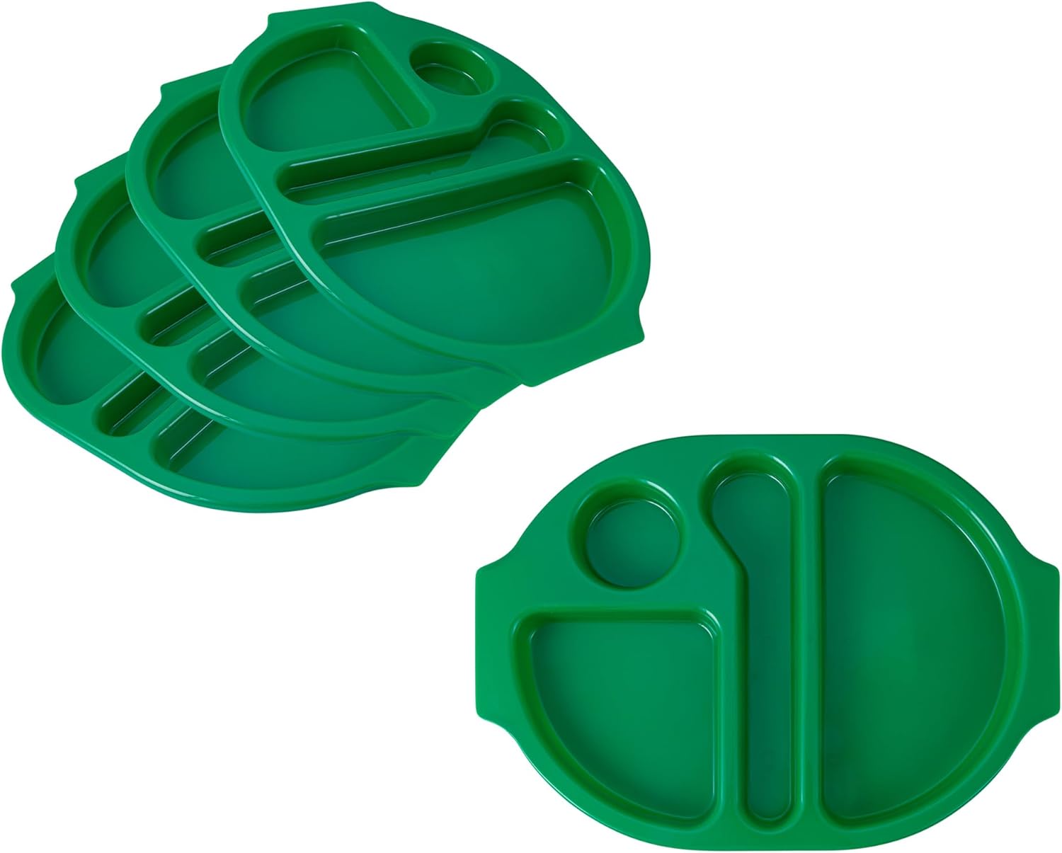 Restaurantware Lunch Tray 10 Count 14.75 x 11 x 1 Inch Shatter-Resistant Food Compartment Tray Durable Green Polycarbonate Tray Stackable Dishwasher-Safe Meal Presentation