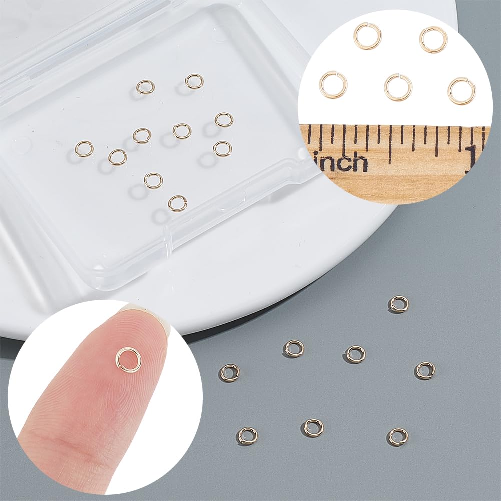 Beebeecraft 20 Stück 4mm Offene Goldene Biegeringe 14K Vergoldetes Messing Kleine Runde Biegeringe Verbindungsstücke Für Schmuckherstellung Halsketten Armbänder Ohrringe Kettenhemden DIY
