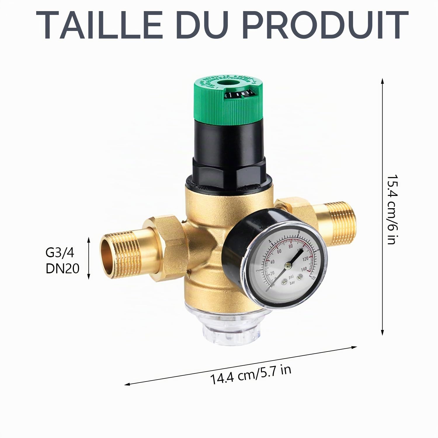 Reducteur de Pression eau 3/4 Pouce Reducteur de Pression de Pression, Réducteur de Pression d'eau pour Réguler La Pression de l'eau Dans Les Maisons, Les Bâtiments, Les Usines