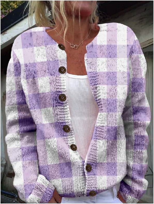 Trendy Sweaters for Women Daily Wear Long Sleeve Button Down Loose Fit Fashion Stripes Graphic Fall Tops - Image 2