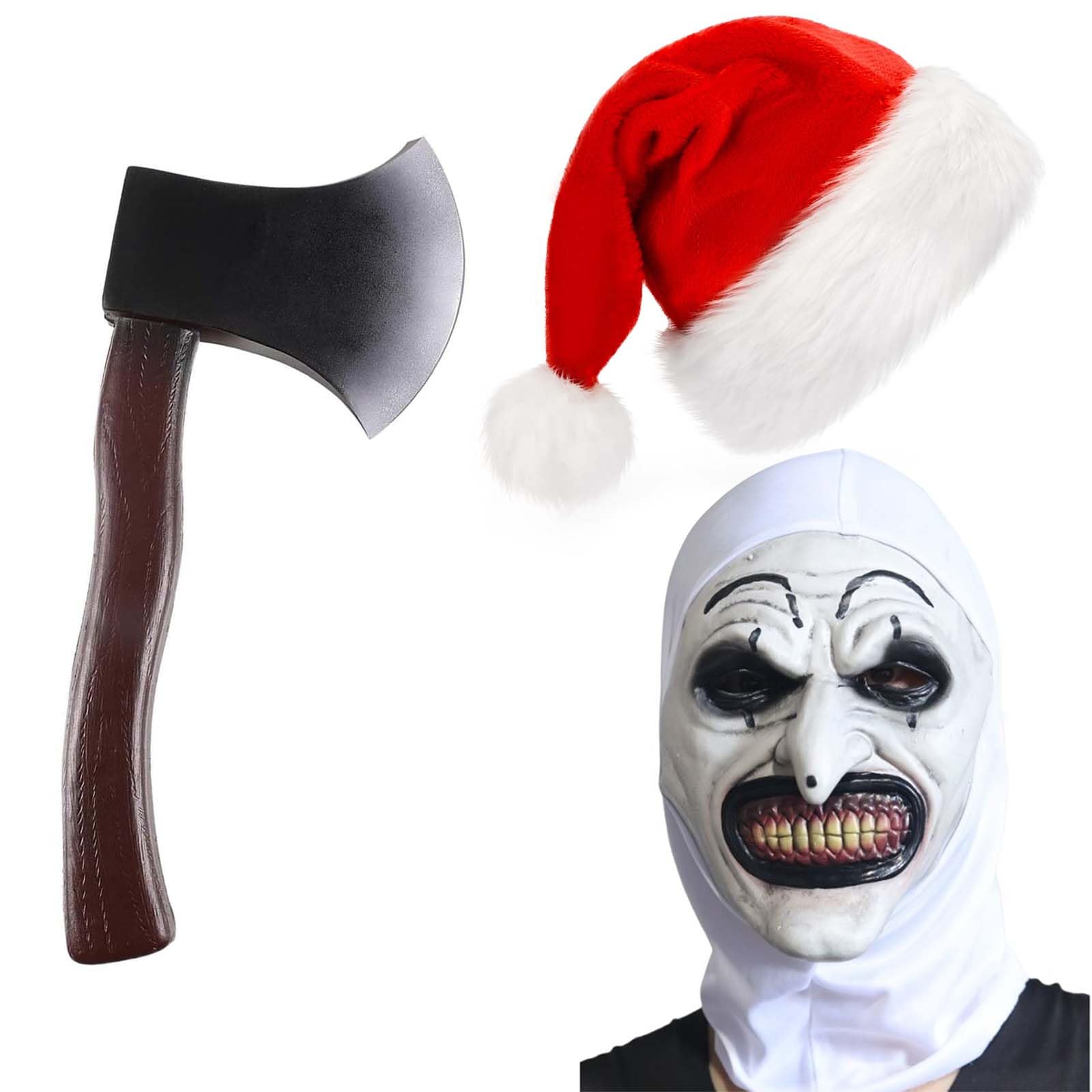 Bofeiya Set of 2Pcs The Clown Mask Clown Accessories-Face Mask, Hat for Scary Killer Party, Christmas Party (Style 1)