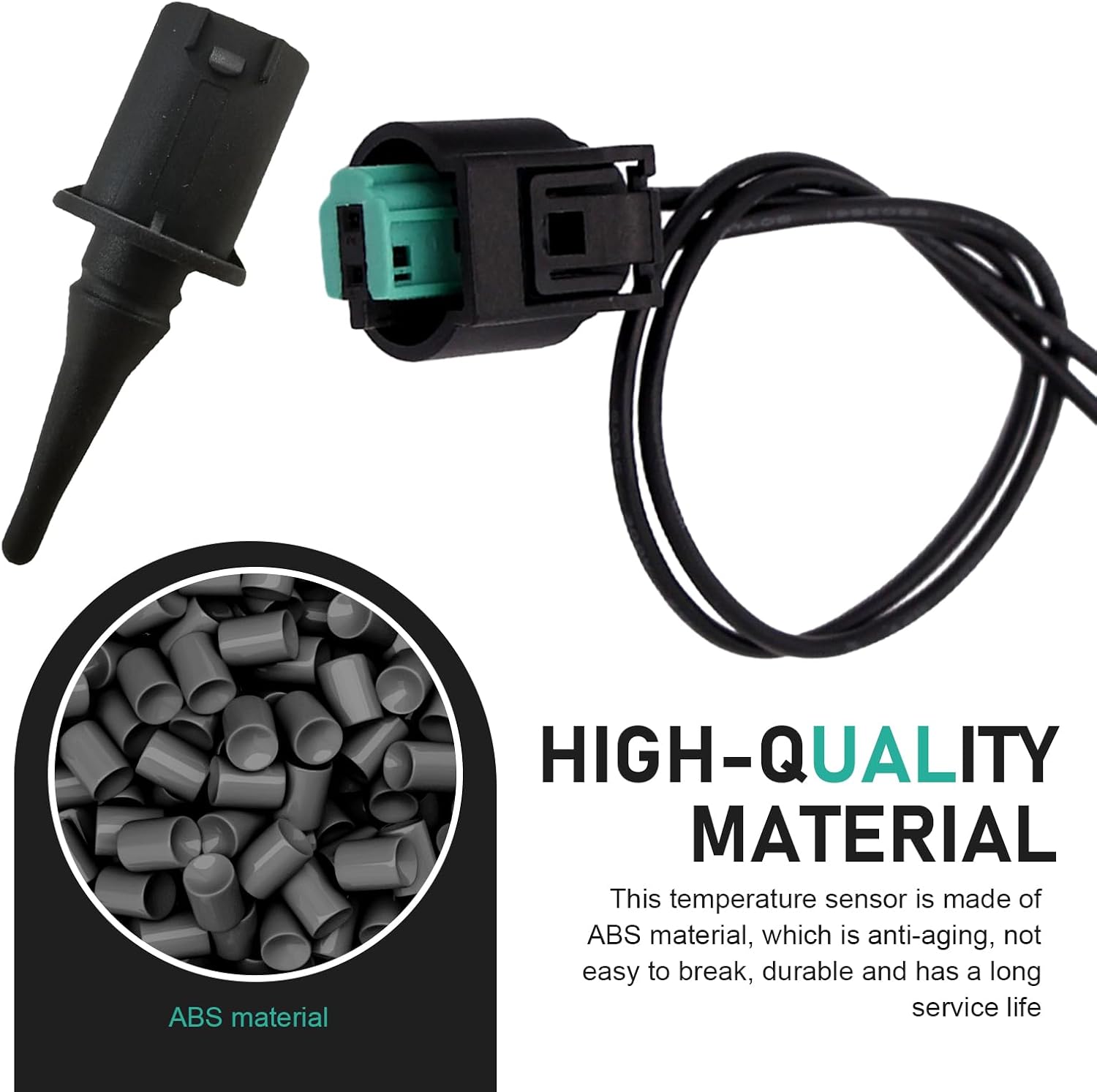 2 PCS Outside Ambient Air Temperature Sensor and Plug Kit,Import Direct Ambient Temp Sensor Connector, OEM #0075421318 0005428418 5S11829, Compatible with Benz (Black)