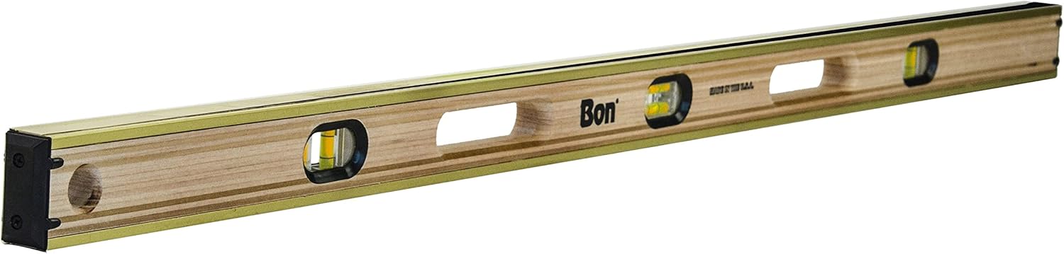 Bon 21-392 48-Inch Laminated American Hardwood Brass Bound Level w