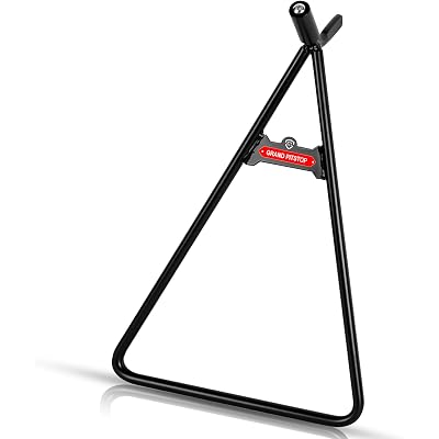 GRAND PITSTOP Heavy Duty Motorcycle Triangle Stand - Universal Paddock Stand for 80-500cc Dirt Bike Supermoto Motocross - Fits 18mm 14.5mm 11mm Axles - Steel Maintenance Lift