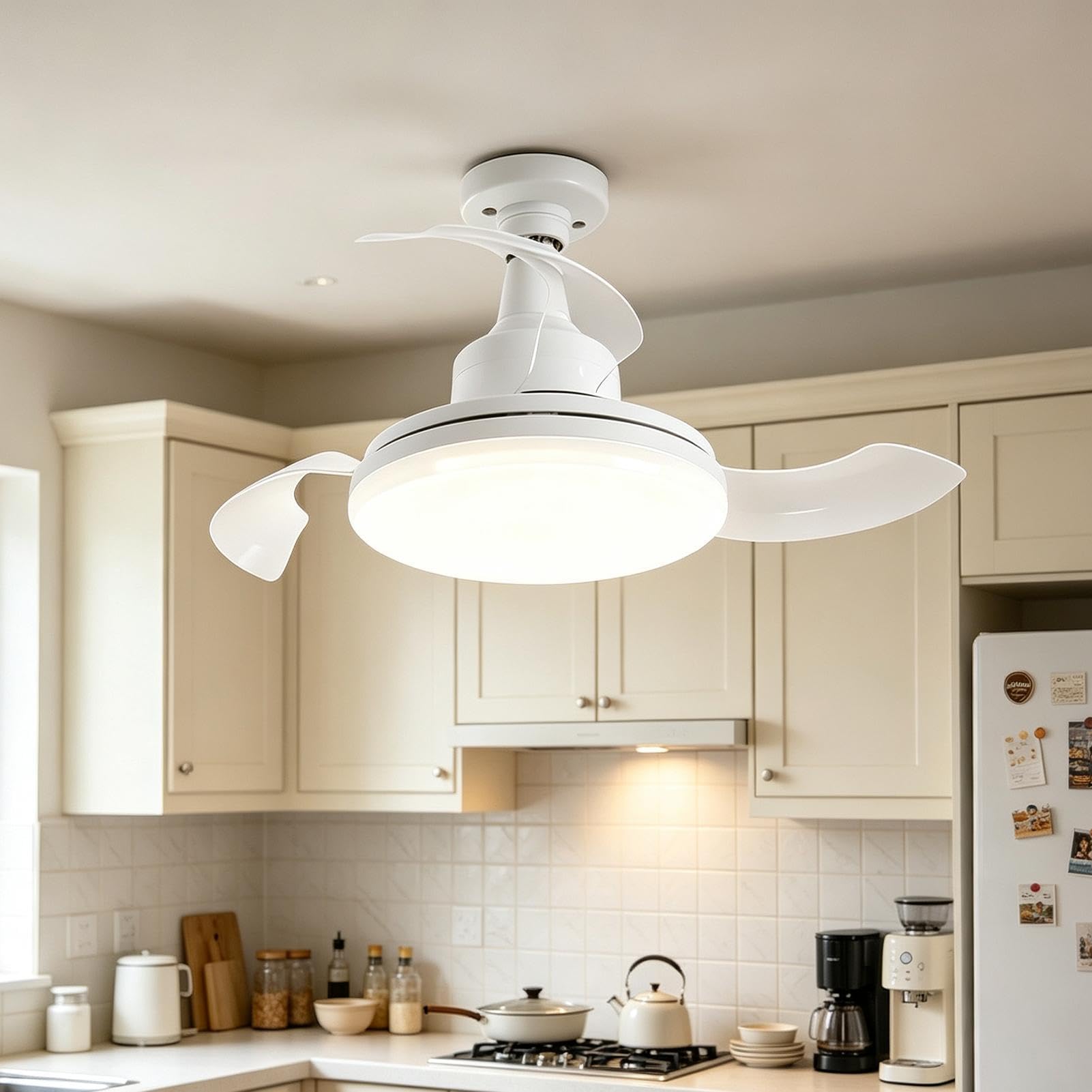 Ventilatore da soffitto per camera da letto lampada a tre colori a 3