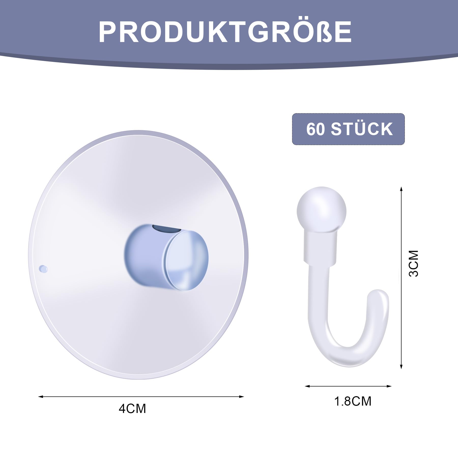 Dreamark 60x Saugnapf Haken Transparent – 4 Cm, S Produktbild-Vorschau 3