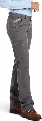 Ariat Pantalón femenino FR Stretch DuraLight de lona apilable pierna recta gris hierro 28, Gris hierro