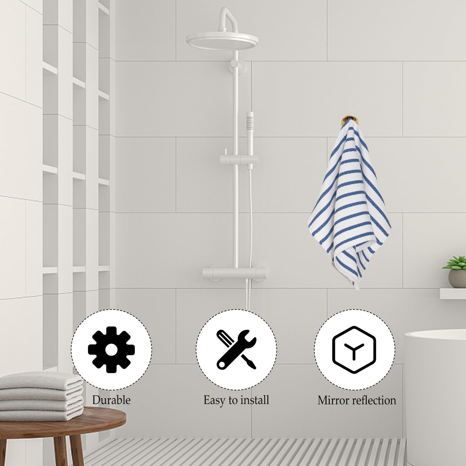 Abaodam Gancho de Pared de Latón Dorado para Baño, Práctico y Resistente, Diseño Simple y Elegante, Paquete de 5 Piezas para Colgar Toallas y Ropa