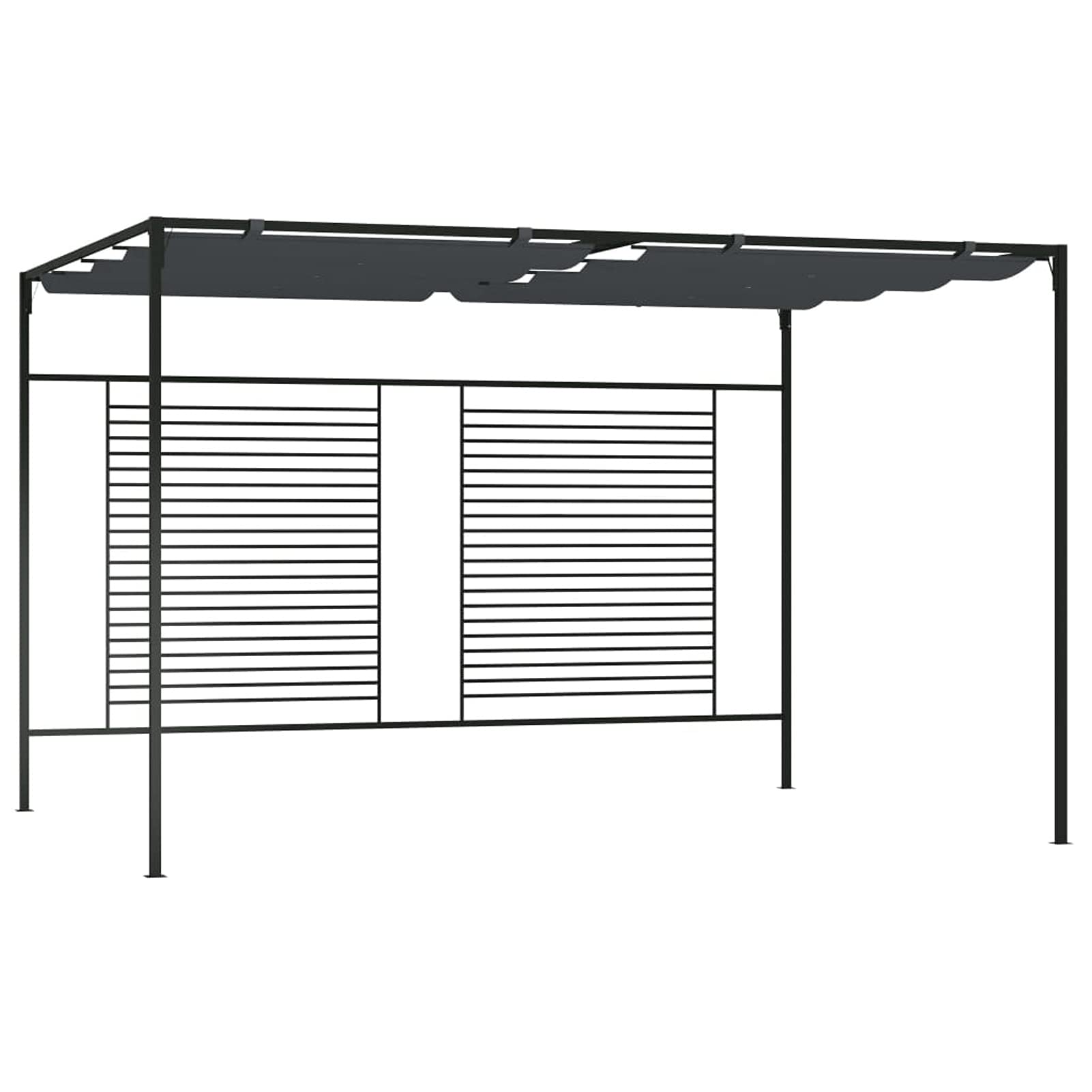 Festnight Pérgola de Jardín 400x300x233 cm, Cenador con Techo Retráctil, Pérgola con Toldo para Patio Terraza, Cenador de Metal y Tela Resistente al Agua y a UV, Gris Antracita